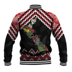 New Zealand Christmas Taniko Poutama Baseball Jacket Flora Map with Birds - Aussie Hoodie