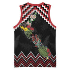 New Zealand Christmas Taniko Poutama Basketball Jersey Flora Map with Birds - Aussie Hoodie