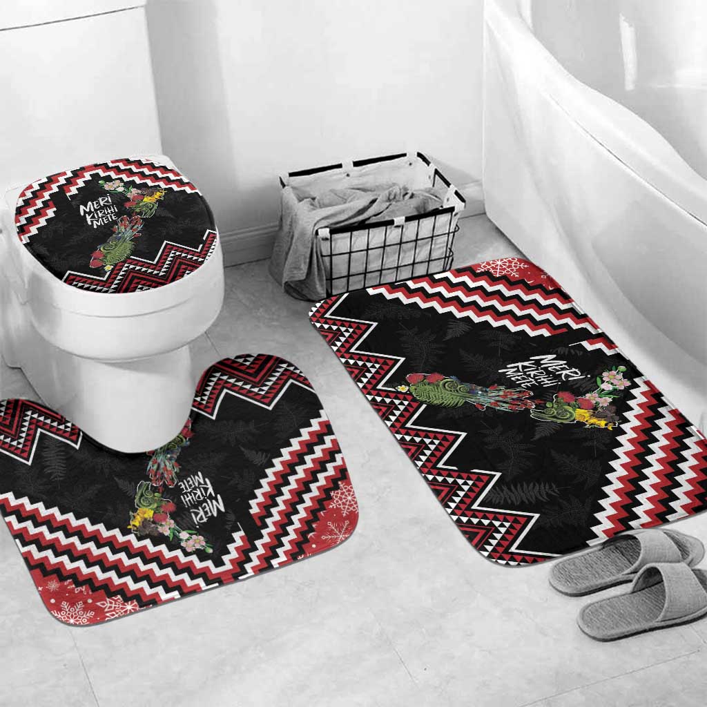 New Zealand Christmas Taniko Poutama Bathroom Set Flora Map with Birds - Aussie Hoodie