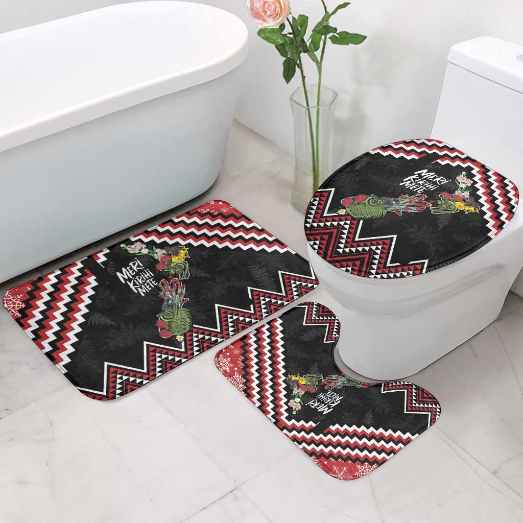 New Zealand Christmas Taniko Poutama Bathroom Set Flora Map with Birds - Aussie Hoodie