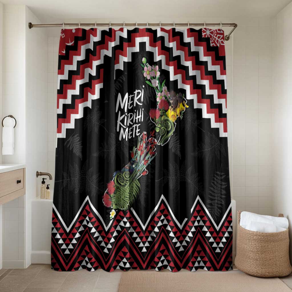 New Zealand Christmas Taniko Poutama Bathroom Set Flora Map with Birds - Aussie Hoodie