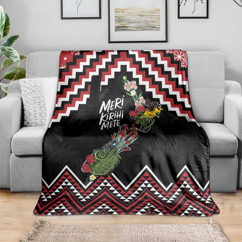 New Zealand Christmas Taniko Poutama Blanket Flora Map with Birds - Aussie Hoodie