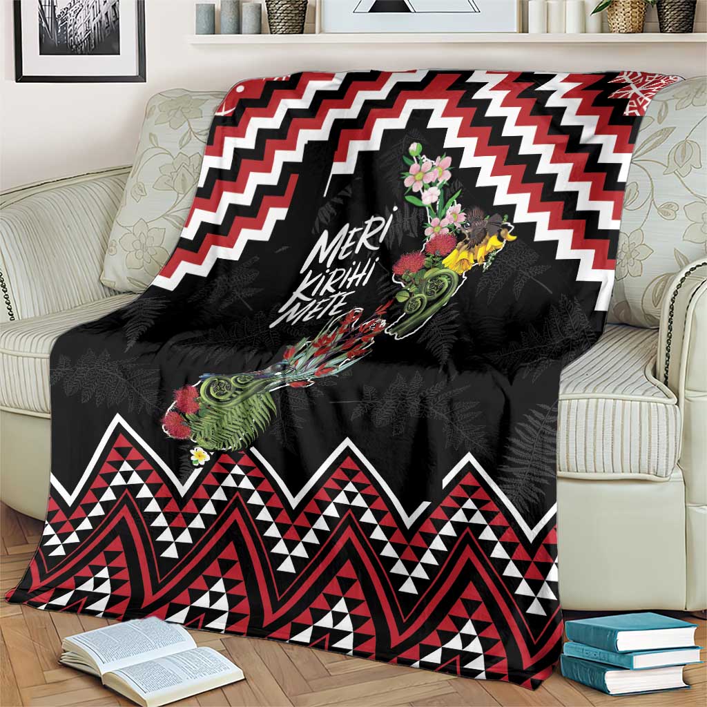 New Zealand Christmas Taniko Poutama Blanket Flora Map with Birds - Aussie Hoodie