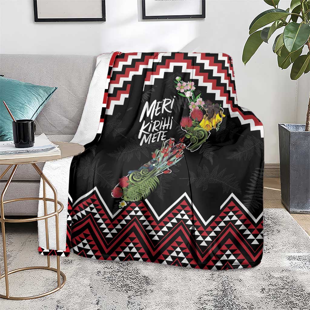 New Zealand Christmas Taniko Poutama Blanket Flora Map with Birds - Aussie Hoodie