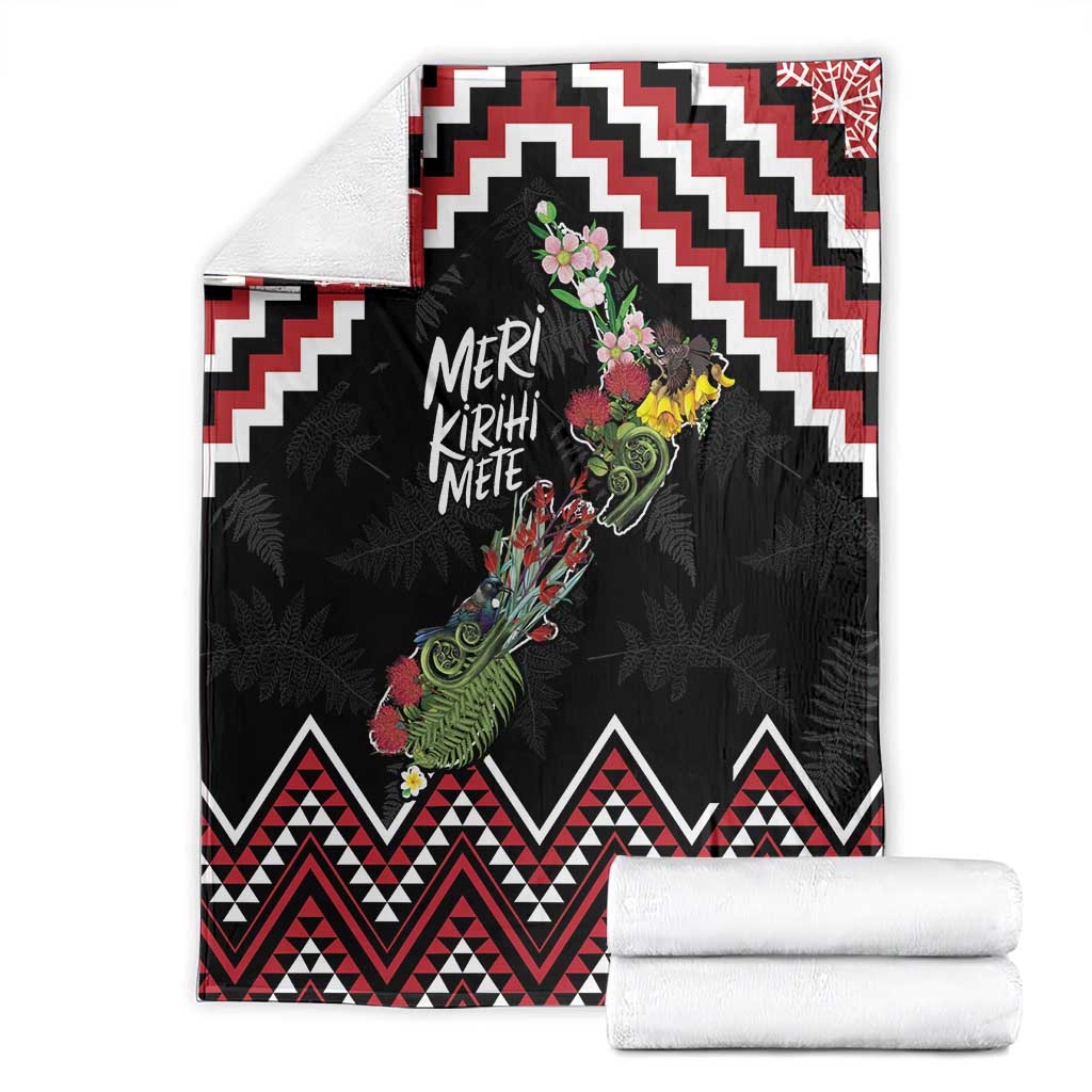 New Zealand Christmas Taniko Poutama Blanket Flora Map with Birds - Aussie Hoodie