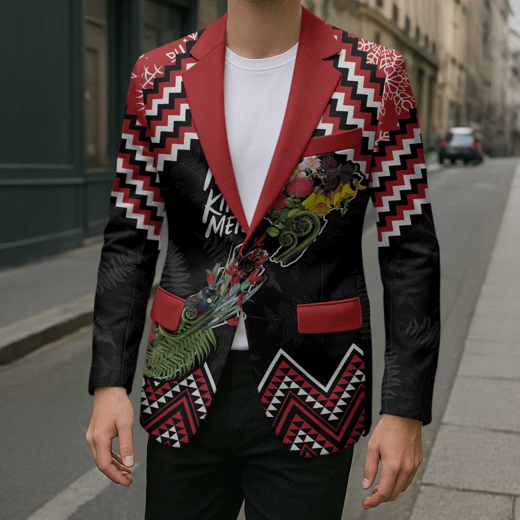 New Zealand Christmas Taniko Poutama Blazer Flora Map with Birds - Aussie Hoodie