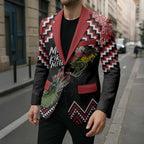 New Zealand Christmas Taniko Poutama Blazer Flora Map with Birds - Aussie Hoodie
