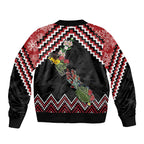 New Zealand Christmas Taniko Poutama Bomber Jacket Flora Map with Birds - Aussie Hoodie