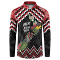 New Zealand Christmas Taniko Poutama Button Sweatshirt Flora Map with Birds - Aussie Hoodie