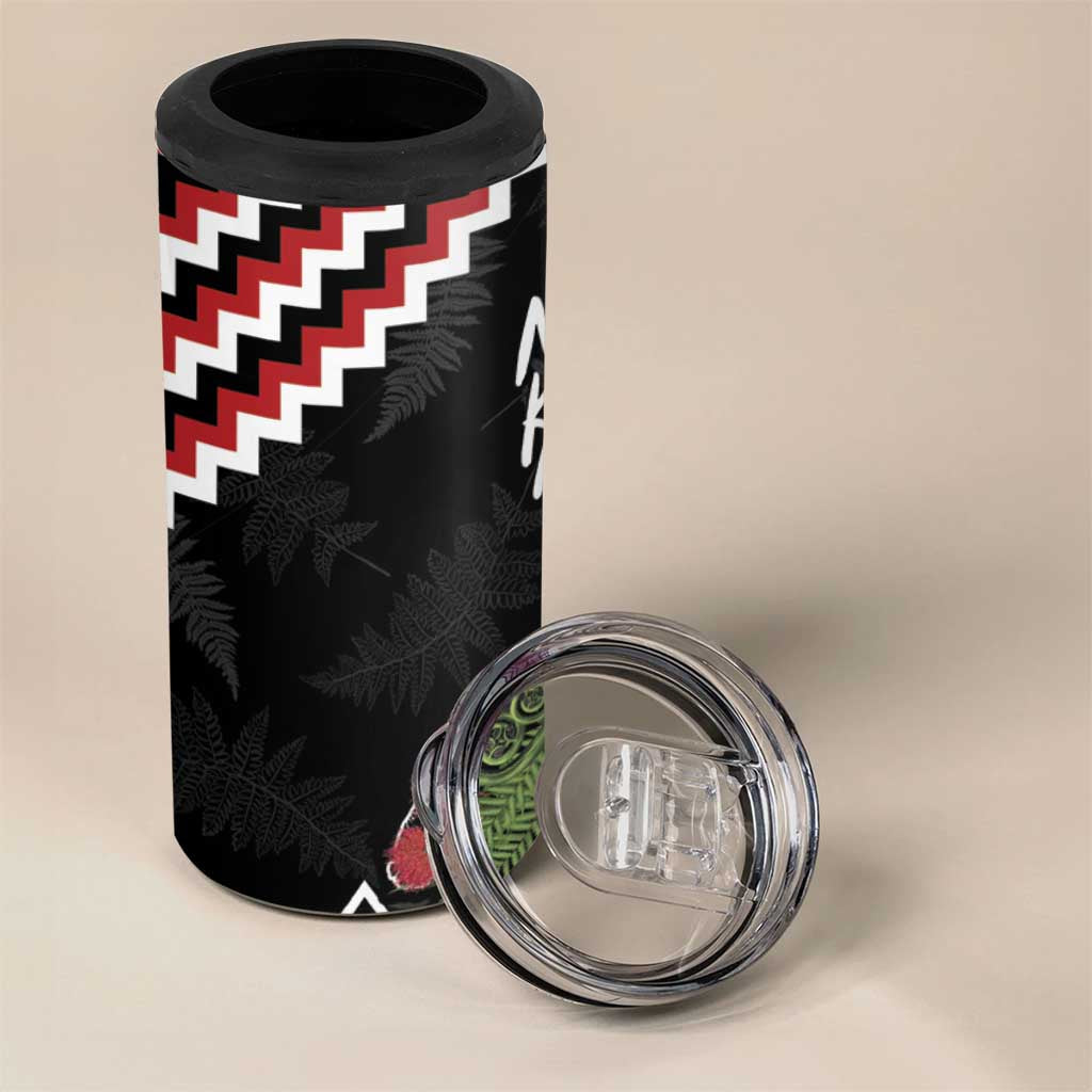 New Zealand Christmas Taniko Poutama 4 in 1 Can Cooler Tumbler Flora Map with Birds - Aussie Hoodie