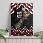 New Zealand Christmas Taniko Poutama Canvas Wall Art Flora Map with Birds - Aussie Hoodie
