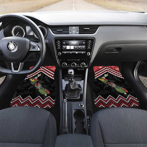 New Zealand Christmas Taniko Poutama Car Mats Flora Map with Birds - Aussie Hoodie