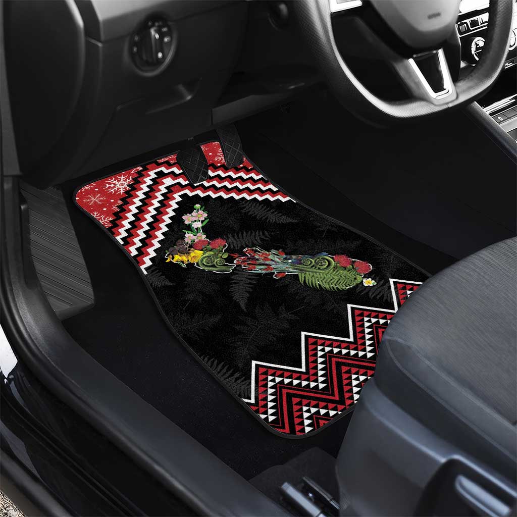 New Zealand Christmas Taniko Poutama Car Mats Flora Map with Birds - Aussie Hoodie