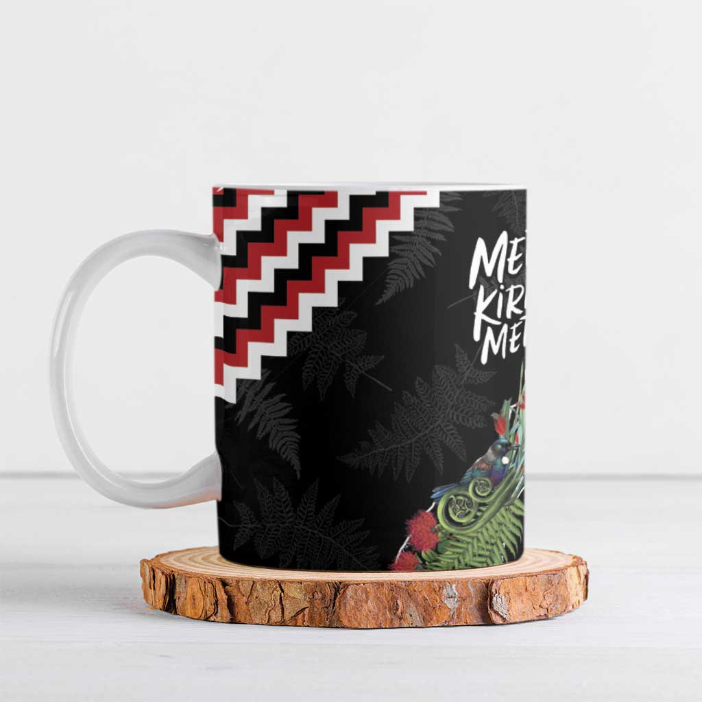 New Zealand Christmas Taniko Poutama Ceramic Mug Flora Map with Birds - Aussie Hoodie