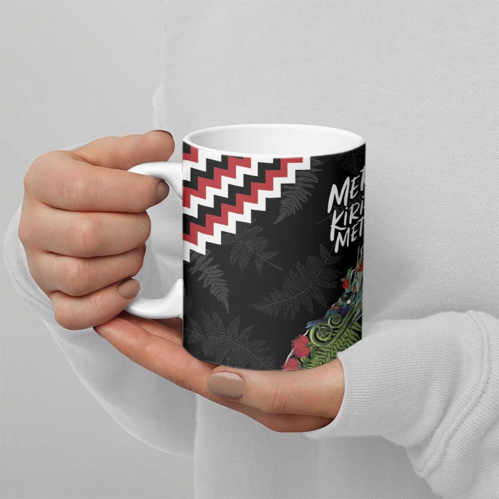 New Zealand Christmas Taniko Poutama Ceramic Mug Flora Map with Birds - Aussie Hoodie