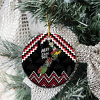 New Zealand Christmas Taniko Poutama Ceramic Ornament Flora Map with Birds - Aussie Hoodie