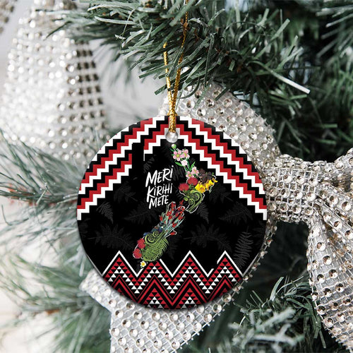 New Zealand Christmas Taniko Poutama Ceramic Ornament Flora Map with Birds - Aussie Hoodie