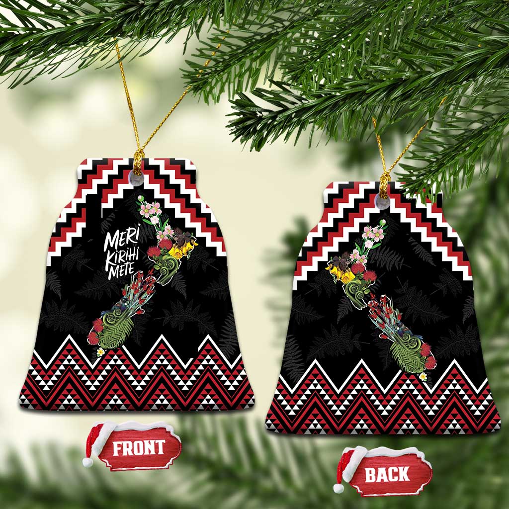 New Zealand Christmas Taniko Poutama Ceramic Ornament Flora Map with Birds - Aussie Hoodie