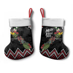 New Zealand Christmas Taniko Poutama Christmas Stocking Flora Map with Birds - Aussie Hoodie
