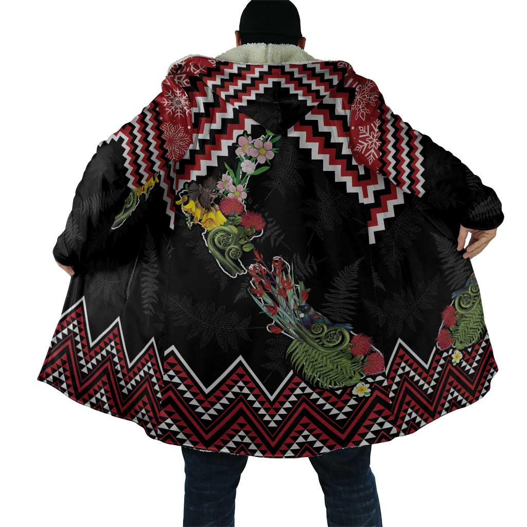 New Zealand Christmas Taniko Poutama Cloak Flora Map with Birds - Aussie Hoodie