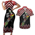 New Zealand Christmas Taniko Poutama Couples Matching Short Sleeve Bodycon Dress and Hawaiian Shirt Flora Map with Birds - Aussie Hoodie