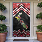 New Zealand Christmas Taniko Poutama Door Cover Flora Map with Birds - Aussie Hoodie