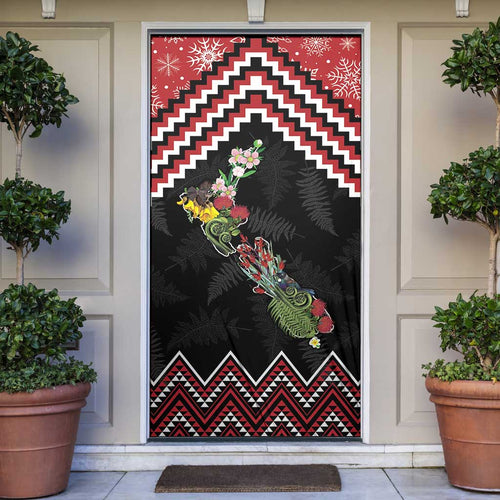 New Zealand Christmas Taniko Poutama Door Cover Flora Map with Birds - Aussie Hoodie