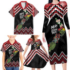New Zealand Christmas Taniko Poutama Family Matching Long Sleeve Bodycon Dress and Hawaiian Shirt Flora Map with Birds - Aussie Hoodie