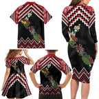 New Zealand Christmas Taniko Poutama Family Matching Long Sleeve Bodycon Dress and Hawaiian Shirt Flora Map with Birds - Aussie Hoodie