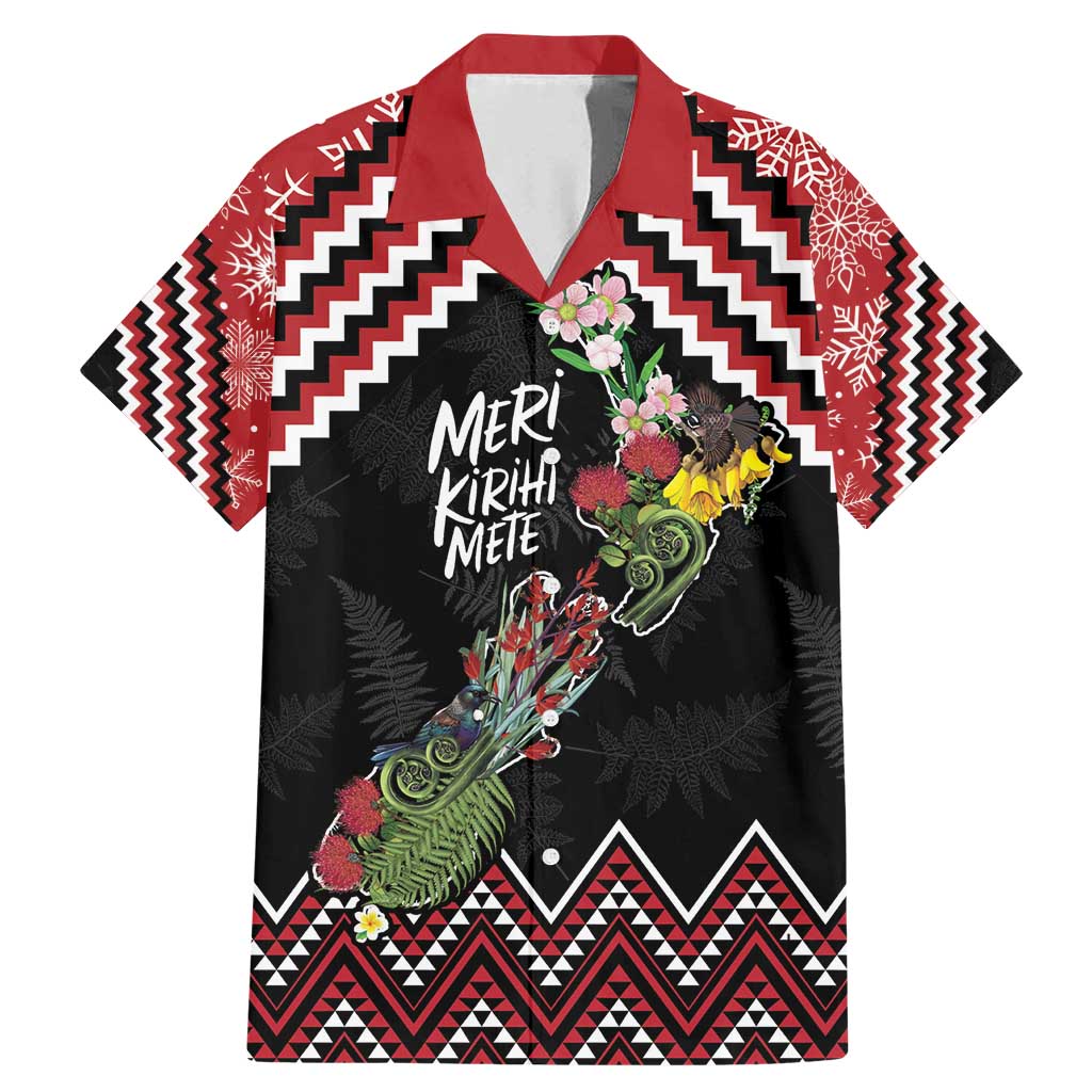 New Zealand Christmas Taniko Poutama Family Matching Mermaid Dress and Hawaiian Shirt Flora Map with Birds - Aussie Hoodie