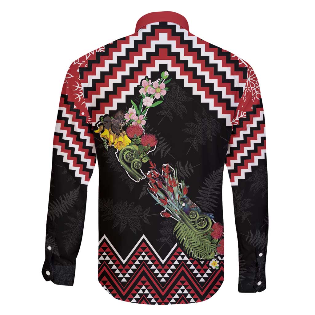 New Zealand Christmas Taniko Poutama Family Matching Mermaid Dress and Hawaiian Shirt Flora Map with Birds - Aussie Hoodie