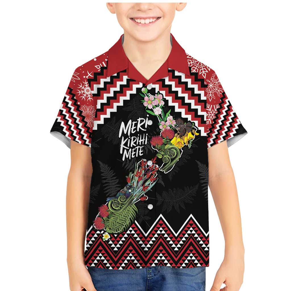 New Zealand Christmas Taniko Poutama Family Matching Mermaid Dress and Hawaiian Shirt Flora Map with Birds - Aussie Hoodie