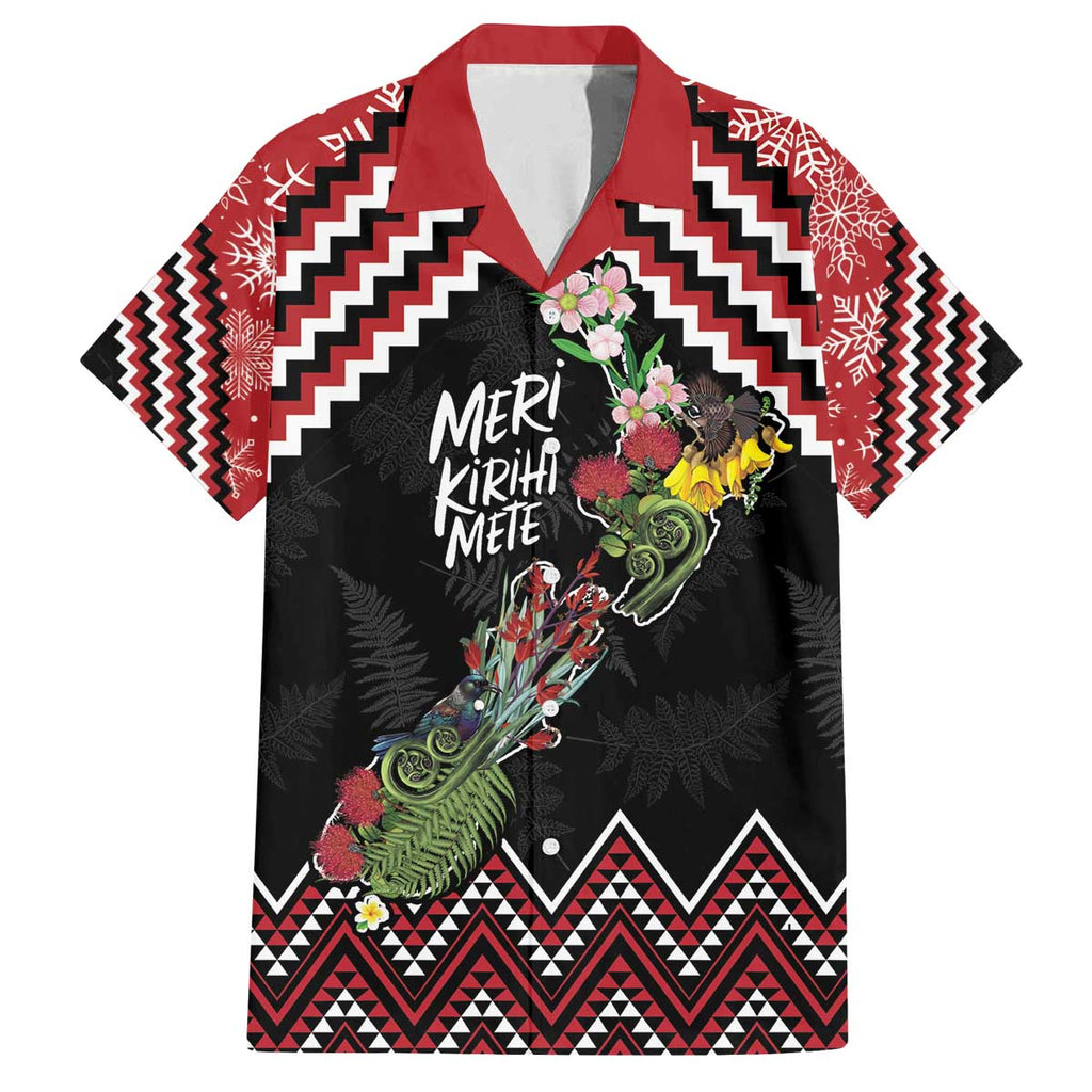 New Zealand Christmas Taniko Poutama Family Matching Off The Shoulder Long Sleeve Dress and Hawaiian Shirt Flora Map with Birds - Aussie Hoodie