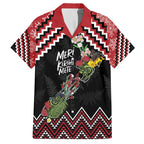 New Zealand Christmas Taniko Poutama Family Matching Off The Shoulder Long Sleeve Dress and Hawaiian Shirt Flora Map with Birds - Aussie Hoodie