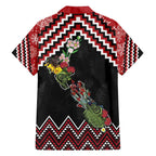 New Zealand Christmas Taniko Poutama Family Matching Off The Shoulder Long Sleeve Dress and Hawaiian Shirt Flora Map with Birds - Aussie Hoodie