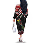 New Zealand Christmas Taniko Poutama Family Matching Off The Shoulder Long Sleeve Dress and Hawaiian Shirt Flora Map with Birds - Aussie Hoodie