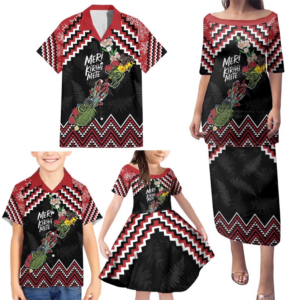 New Zealand Christmas Taniko Poutama Family Matching Puletasi and Hawaiian Shirt Flora Map with Birds - Aussie Hoodie