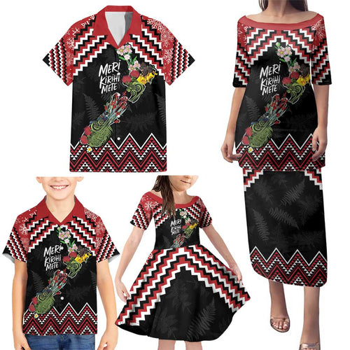 New Zealand Christmas Taniko Poutama Family Matching Puletasi and Hawaiian Shirt Flora Map with Birds - Aussie Hoodie