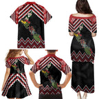 New Zealand Christmas Taniko Poutama Family Matching Puletasi and Hawaiian Shirt Flora Map with Birds - Aussie Hoodie