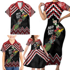New Zealand Christmas Taniko Poutama Family Matching Short Sleeve Bodycon Dress and Hawaiian Shirt Flora Map with Birds - Aussie Hoodie
