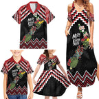 New Zealand Christmas Taniko Poutama Family Matching Summer Maxi Dress and Hawaiian Shirt Flora Map with Birds - Aussie Hoodie