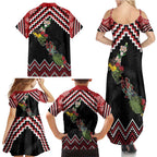 New Zealand Christmas Taniko Poutama Family Matching Summer Maxi Dress and Hawaiian Shirt Flora Map with Birds - Aussie Hoodie