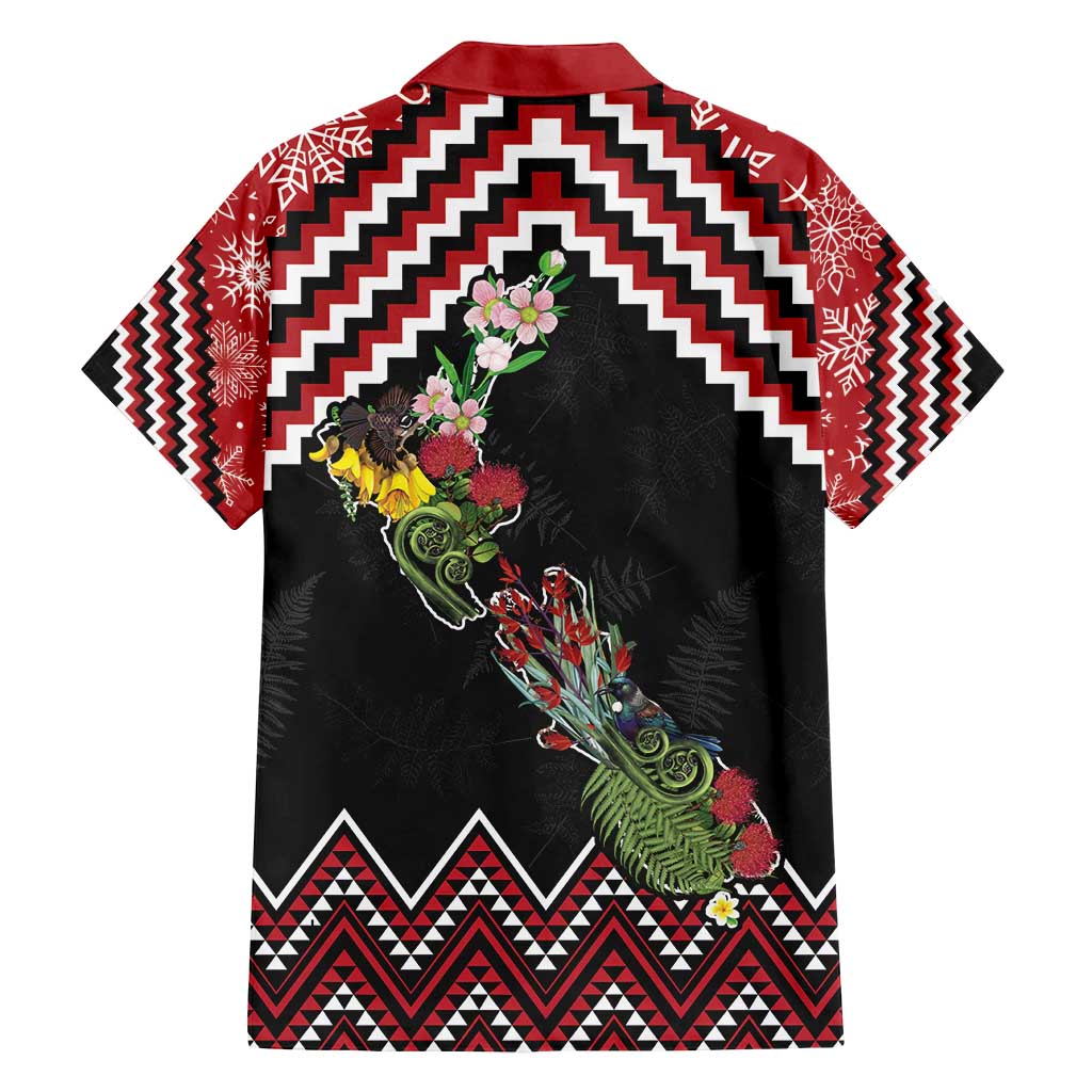 New Zealand Christmas Taniko Poutama Family Matching Summer Maxi Dress and Hawaiian Shirt Flora Map with Birds - Aussie Hoodie