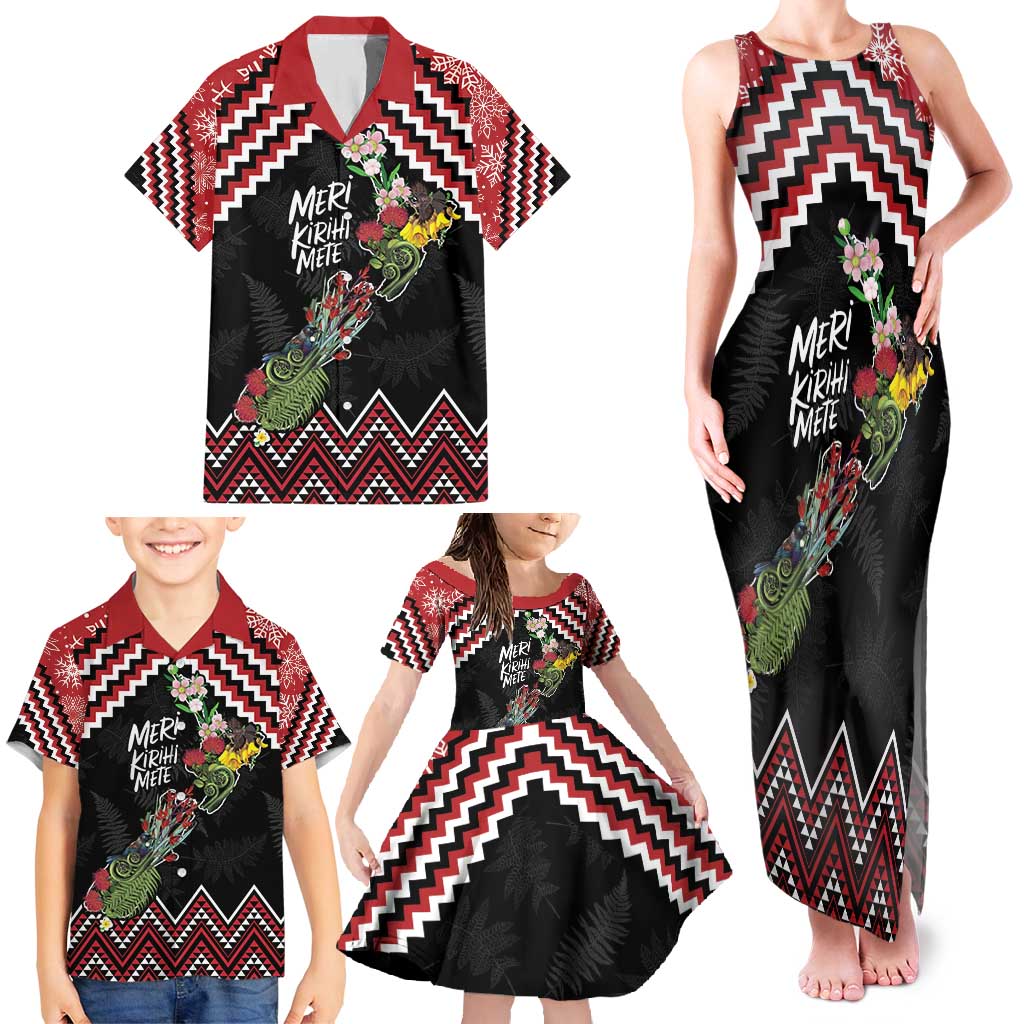 New Zealand Christmas Taniko Poutama Family Matching Tank Maxi Dress and Hawaiian Shirt Flora Map with Birds - Aussie Hoodie