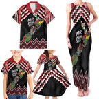 New Zealand Christmas Taniko Poutama Family Matching Tank Maxi Dress and Hawaiian Shirt Flora Map with Birds - Aussie Hoodie