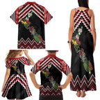 New Zealand Christmas Taniko Poutama Family Matching Tank Maxi Dress and Hawaiian Shirt Flora Map with Birds - Aussie Hoodie