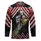 New Zealand Christmas Taniko Poutama Hockey Jersey Flora Map with Birds - Aussie Hoodie