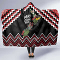 New Zealand Christmas Taniko Poutama Hooded Blanket Flora Map with Birds - Aussie Hoodie