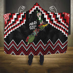New Zealand Christmas Taniko Poutama Hooded Blanket Flora Map with Birds - Aussie Hoodie