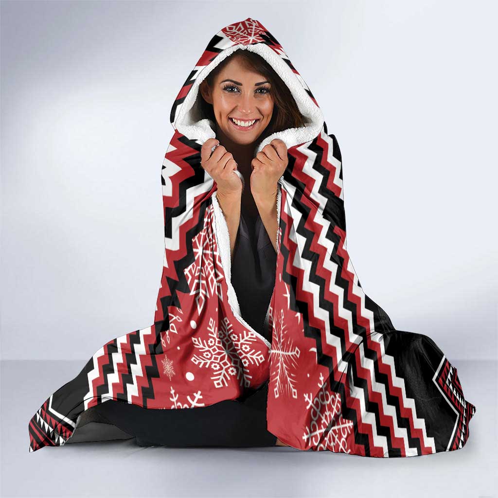 New Zealand Christmas Taniko Poutama Hooded Blanket Flora Map with Birds - Aussie Hoodie